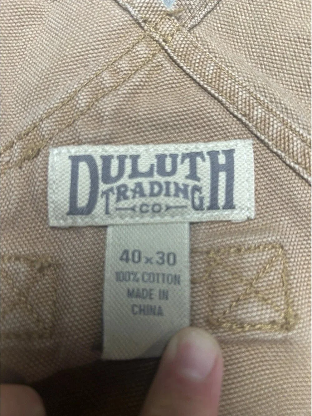 Duluth Trading Company tan duck canvas utility bib overalls Men's 40x30